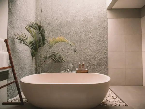 Bathroom with a soaking tub